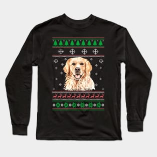 Cute Golden Retriever Dog Lover Ugly Christmas Sweater For Women And Men Funny Gifts Long Sleeve T-Shirt